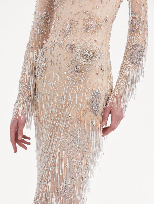 Dandelion Crystal Embroidered Tulle Gown Zoom View