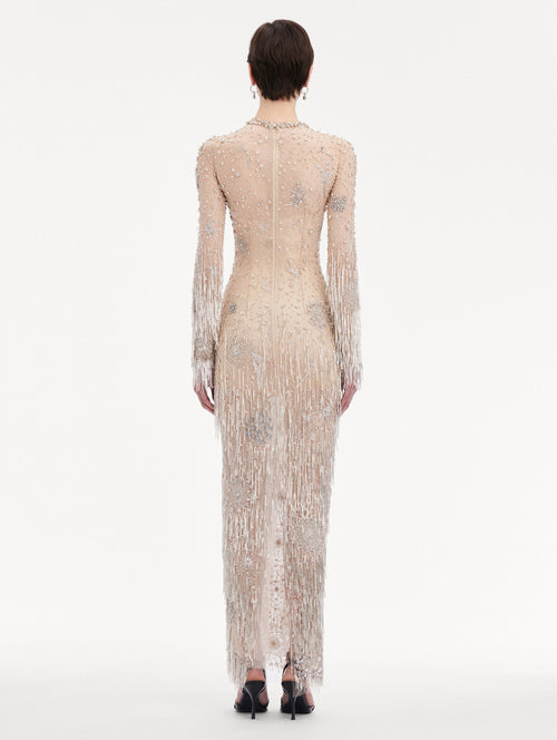 Dandelion Crystal Embroidered Tulle Gown Back View