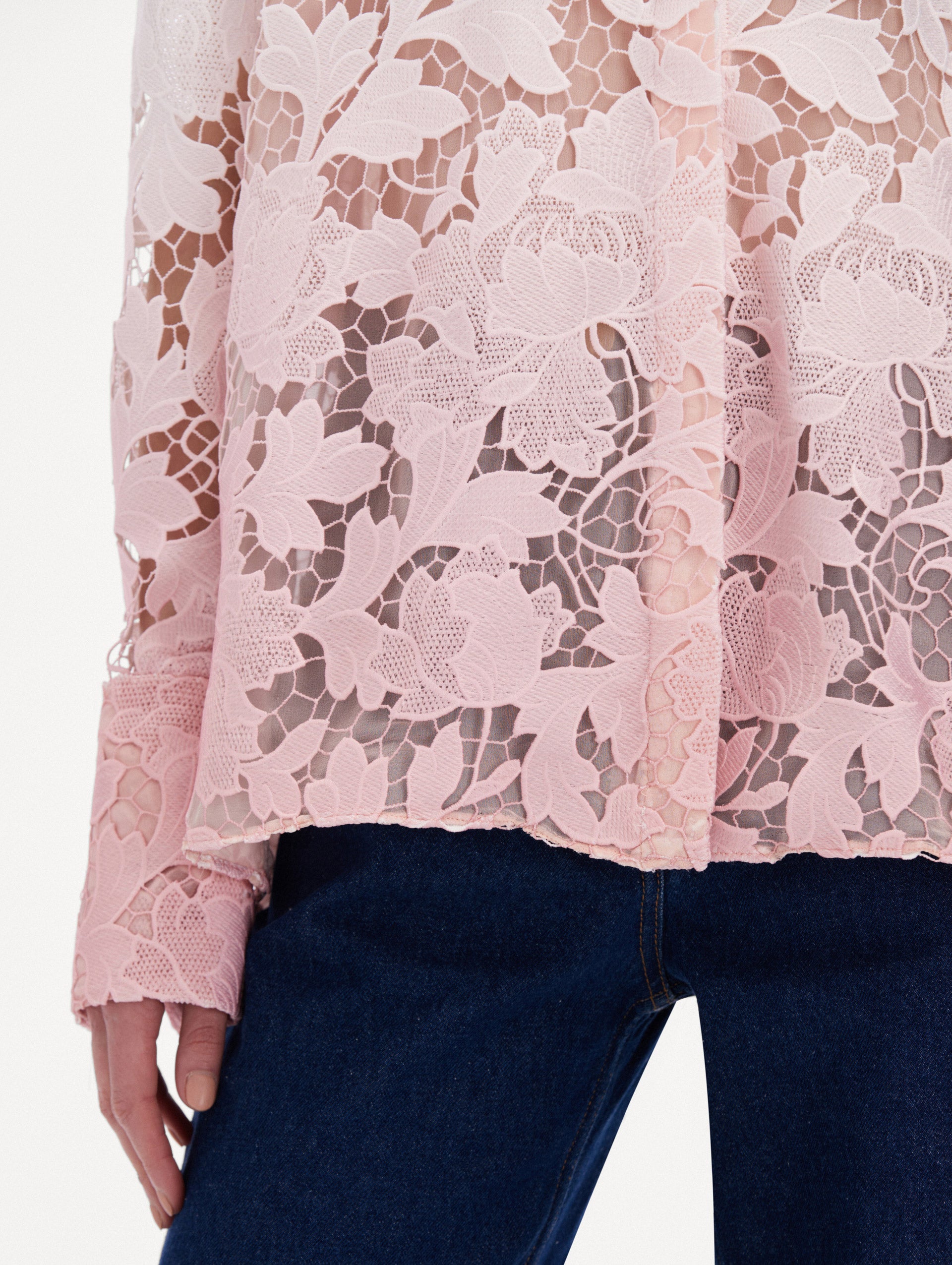 Ombre Peony Guipure Blouse Zoom View