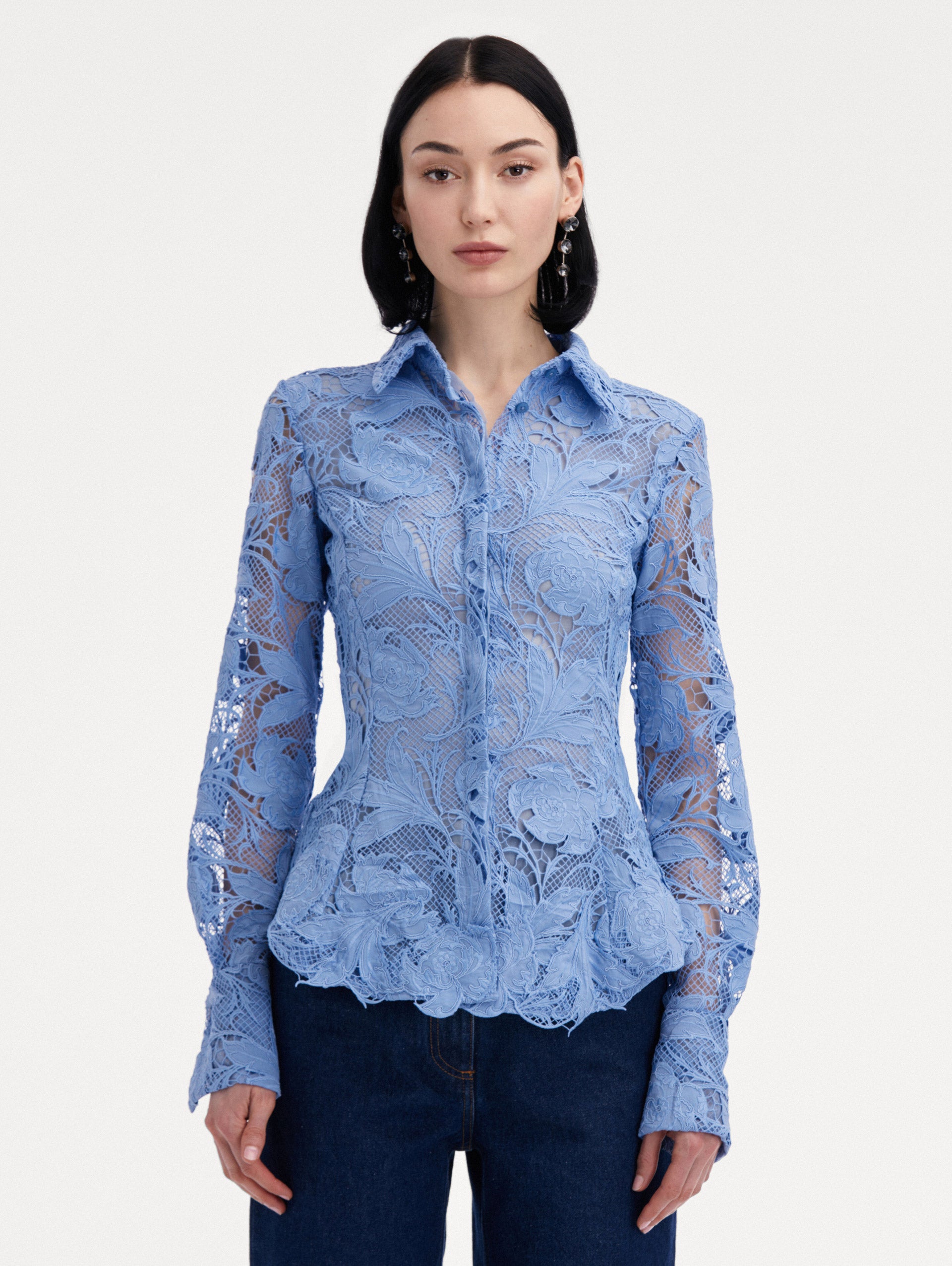 Poppy Guipure Lace Blouse Front View