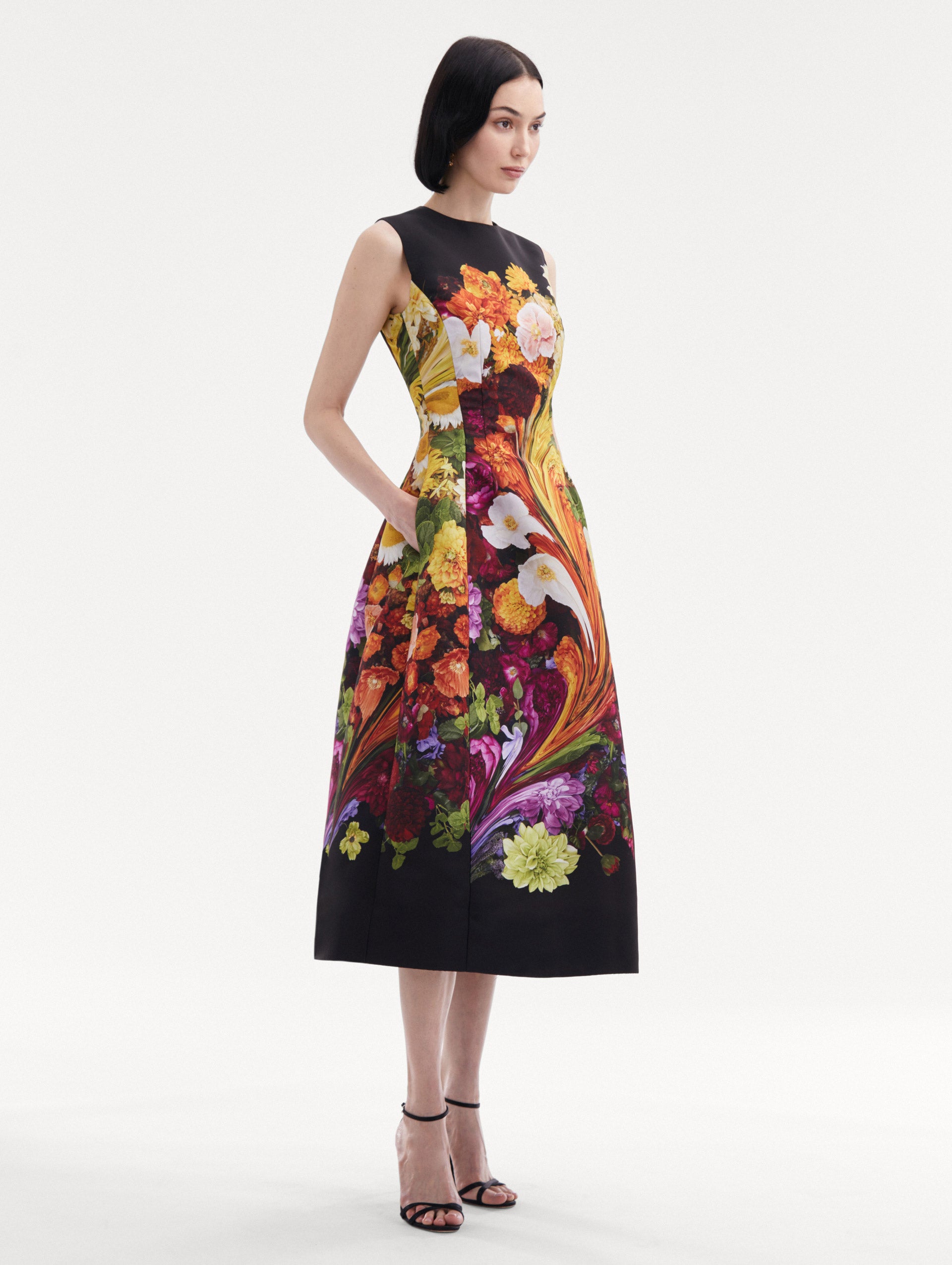 Rainbow Flower Marble Dress Side View