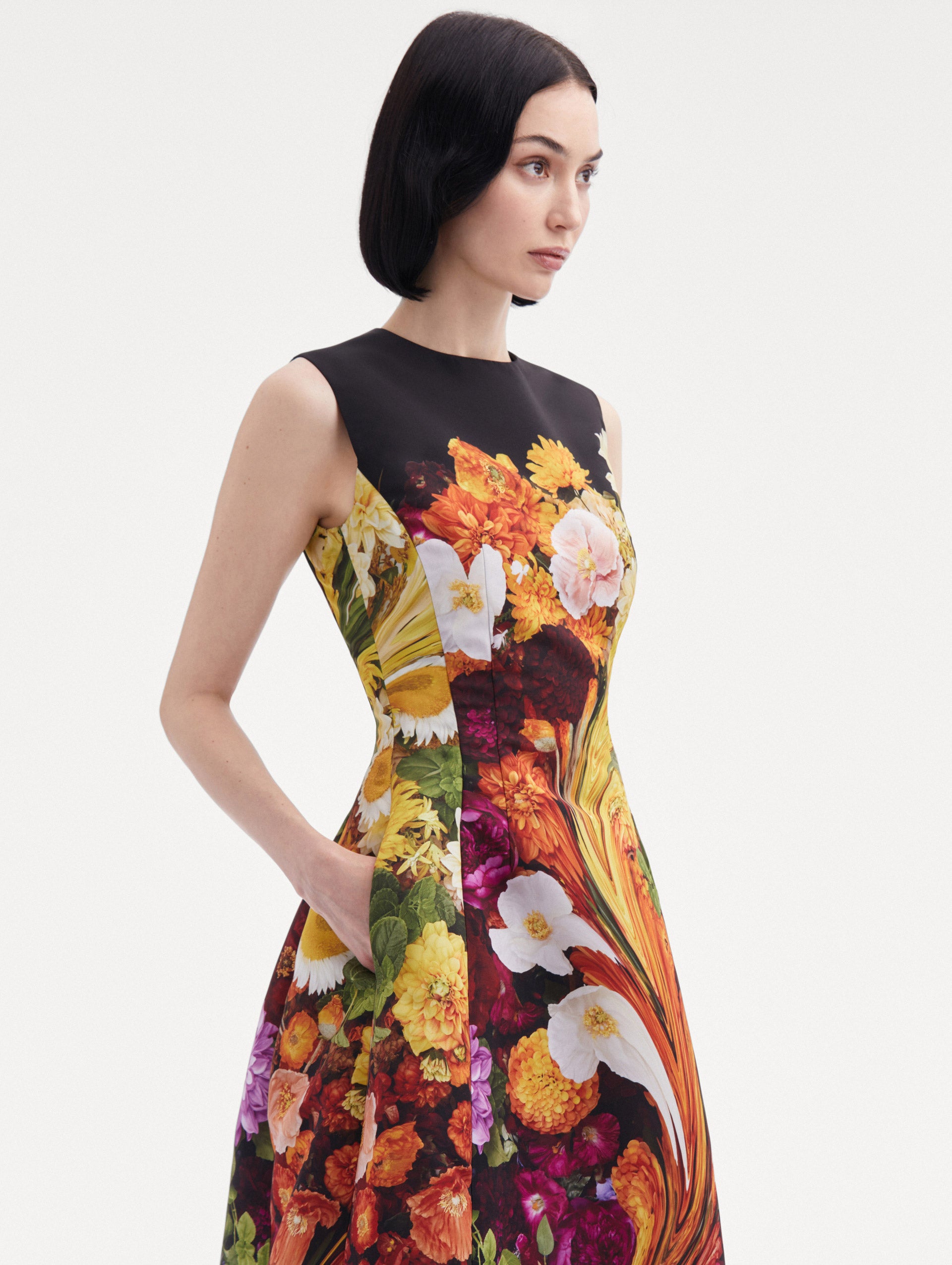 Rainbow Flower Marble Dress Zoom View