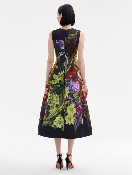 Rainbow Flower Marble Dress Back View