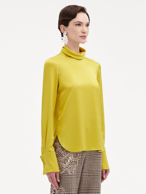 Mock Neck Satin Blouse Side View