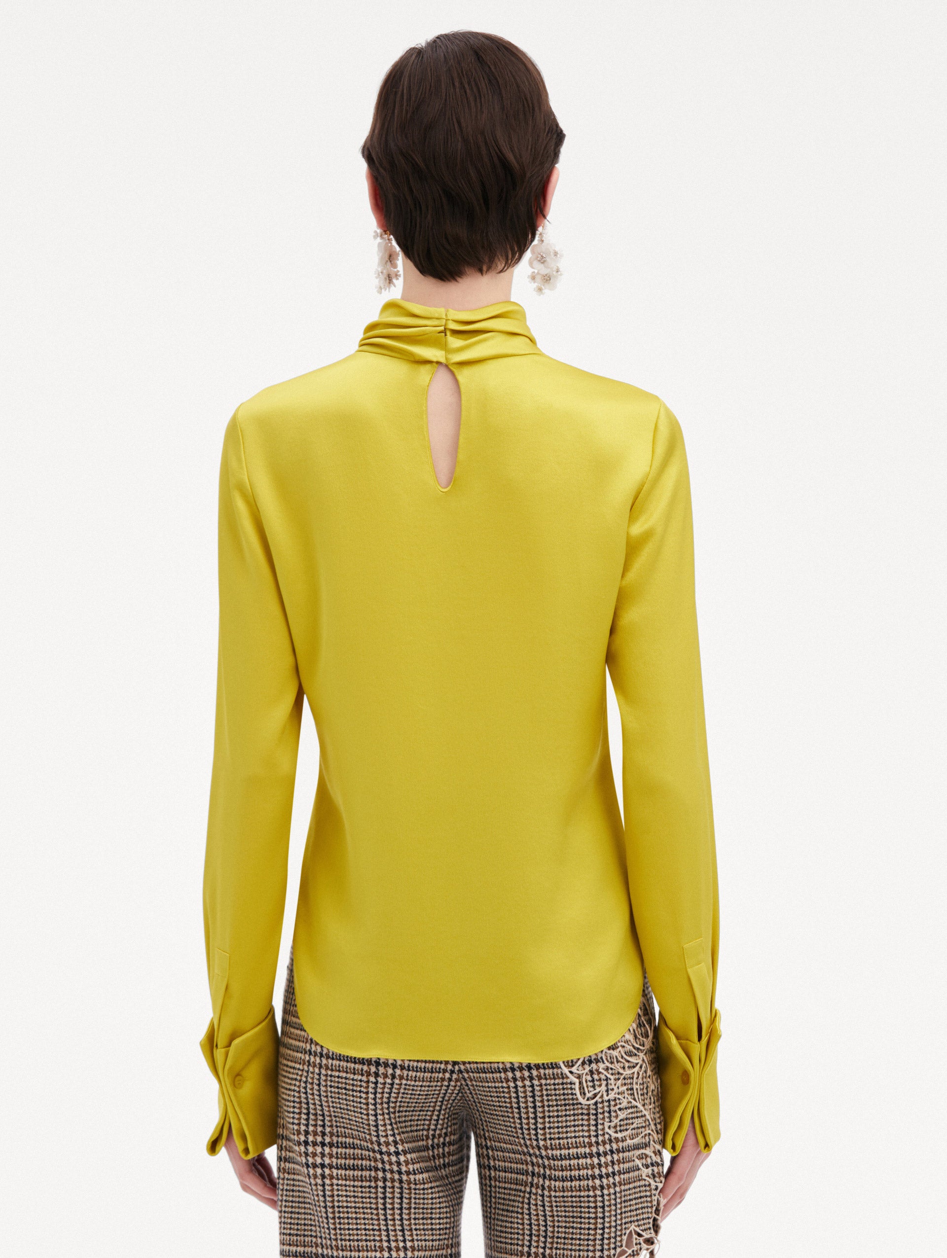 Mock Neck Satin Blouse Back View