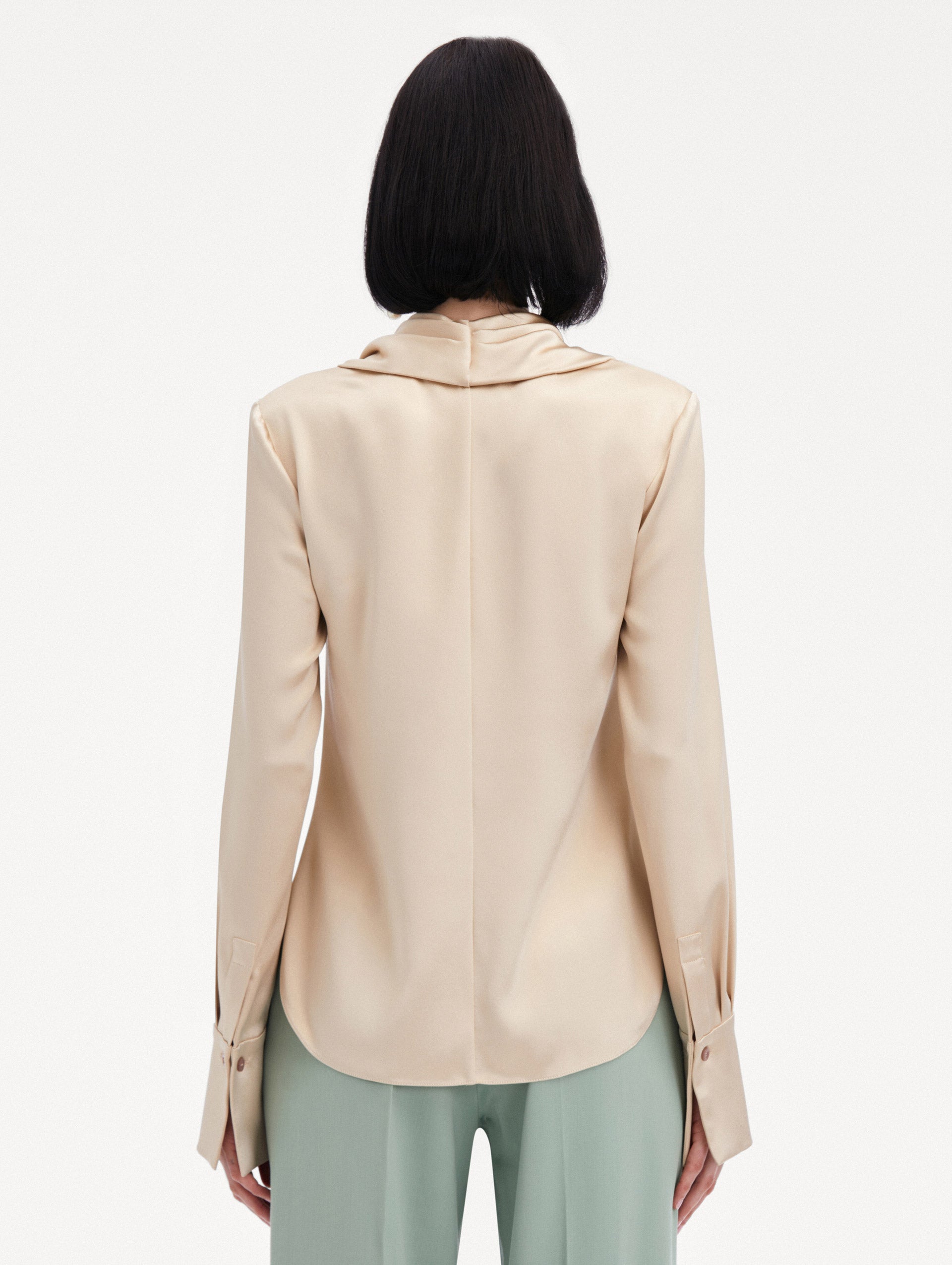 Cowl Neck Satin Blouse Back View