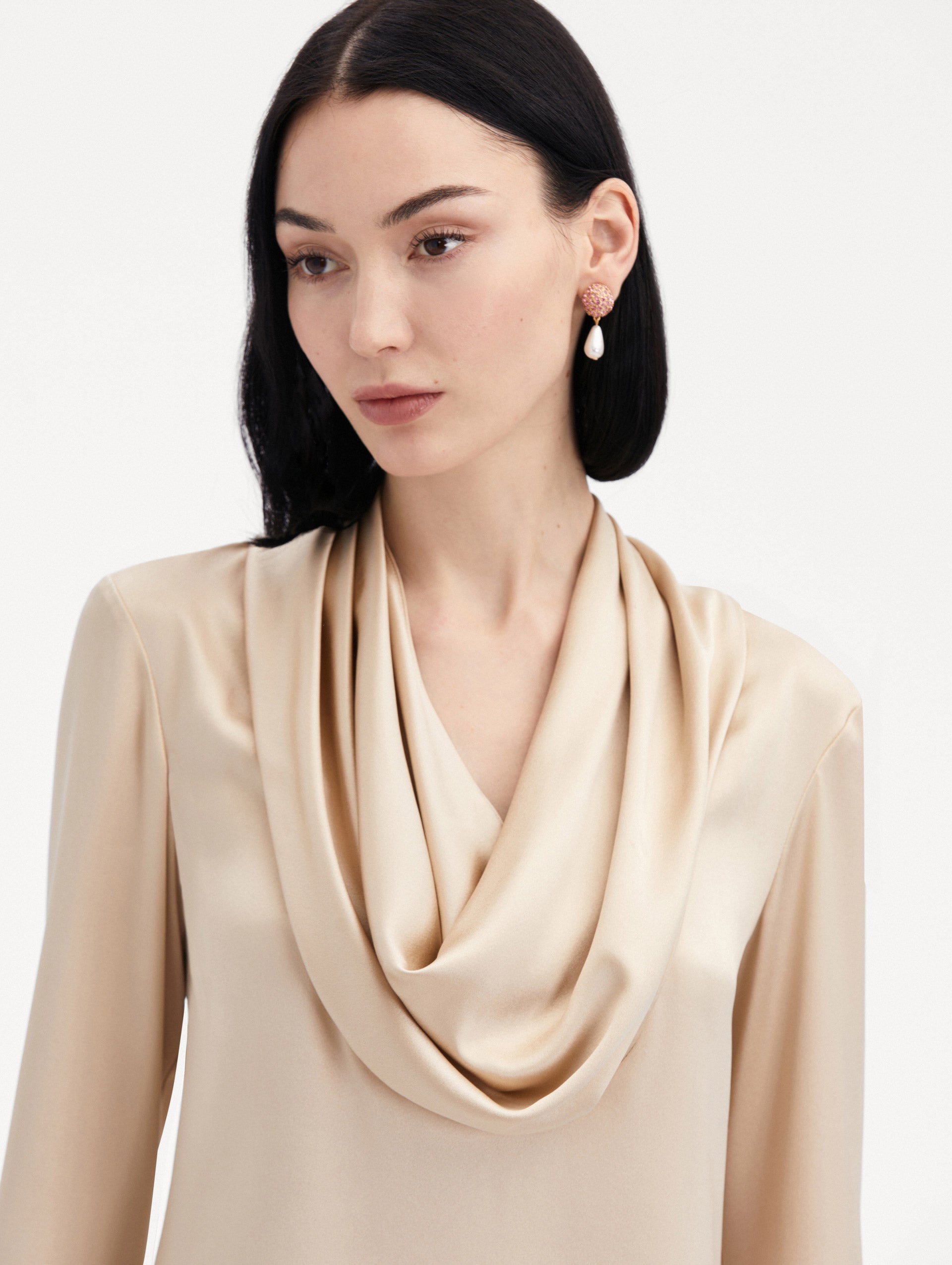 Cowl Neck Satin Blouse Zoom View