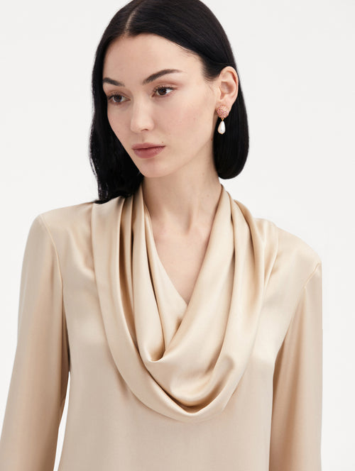 Cowl Neck Satin Blouse Zoom View