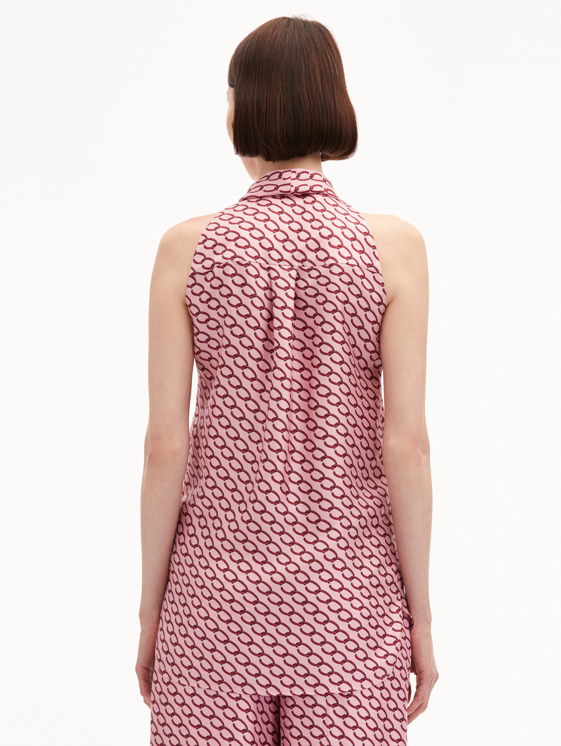 Small Oscar Chain-Link Sleeveless Blouse Back View