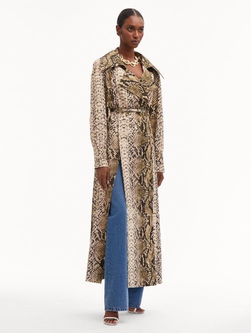 Snake Cotton Trench Coat Side View