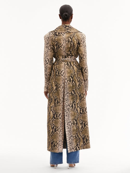 Snake Cotton Trench Coat Back View