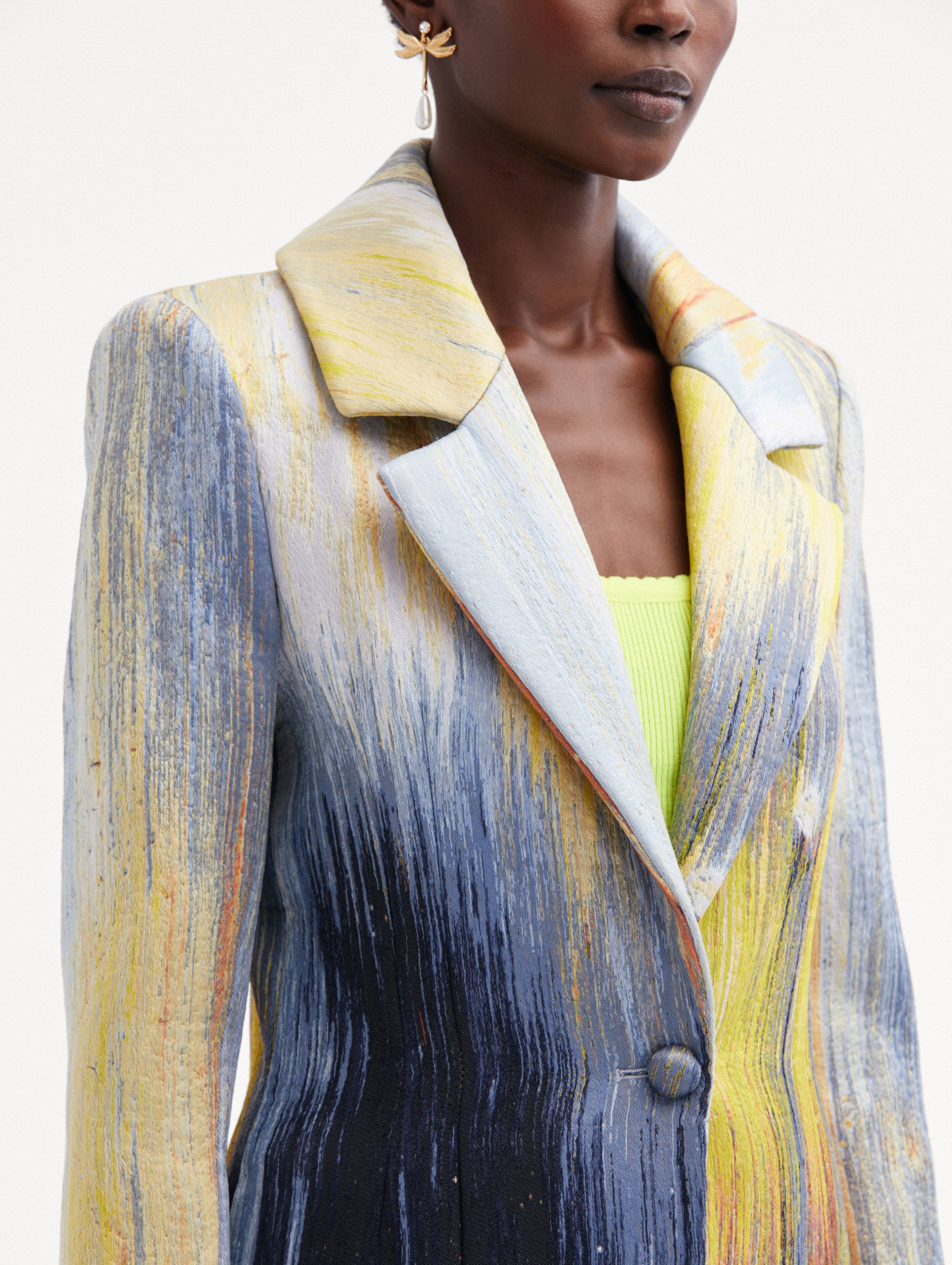 Abstract Brushstroke Jacquard Coat Zoom View