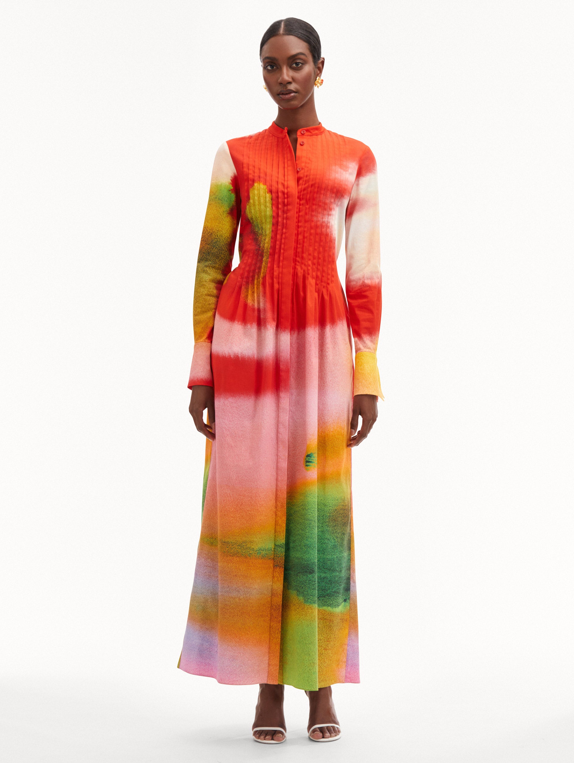 Abstract Watercolor Caftan Front View