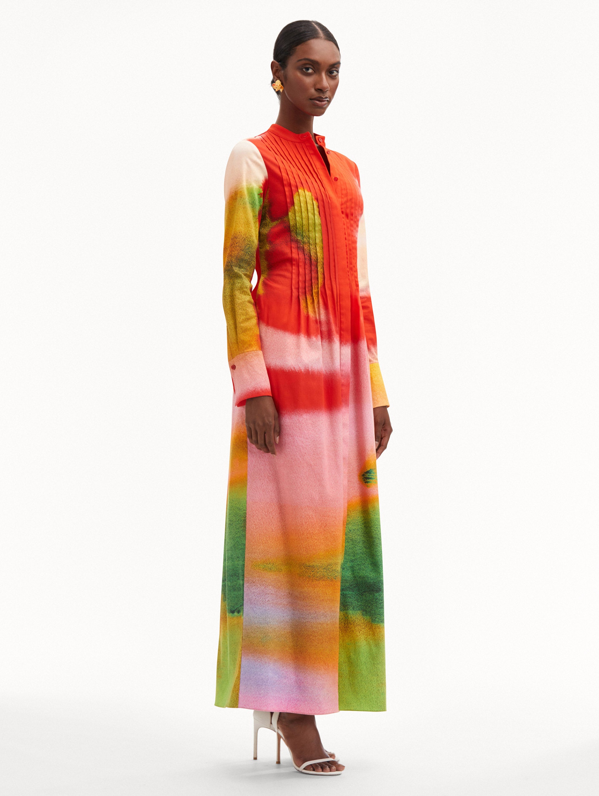 Abstract Watercolor Caftan Side View