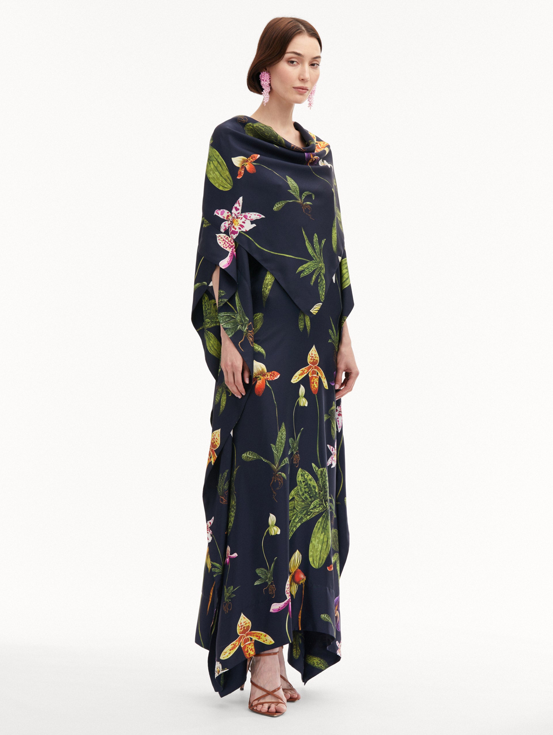 Orchid Silk Twill Caftan Side View