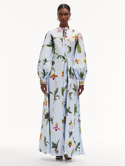 Orchid Cotton Poplin Caftan Front View