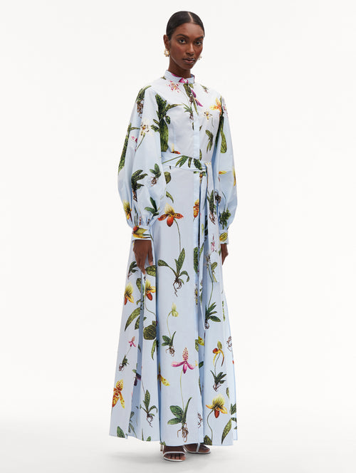 Orchid Cotton Poplin Caftan Side View