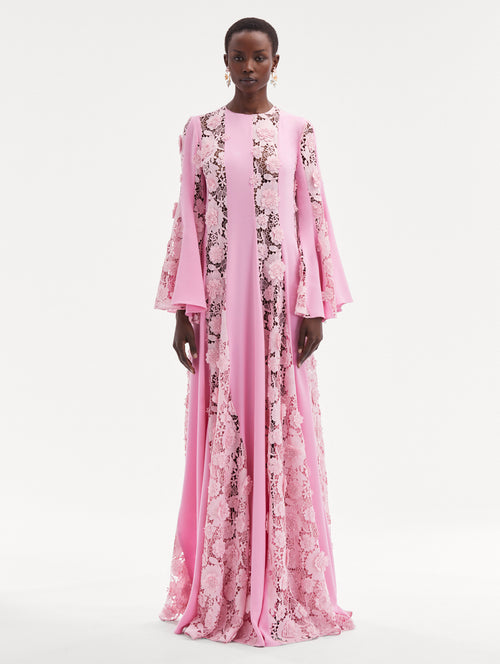 Floral Guipure Inset Caftan Front View