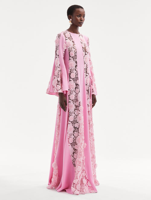 Floral Guipure Inset Caftan Side View