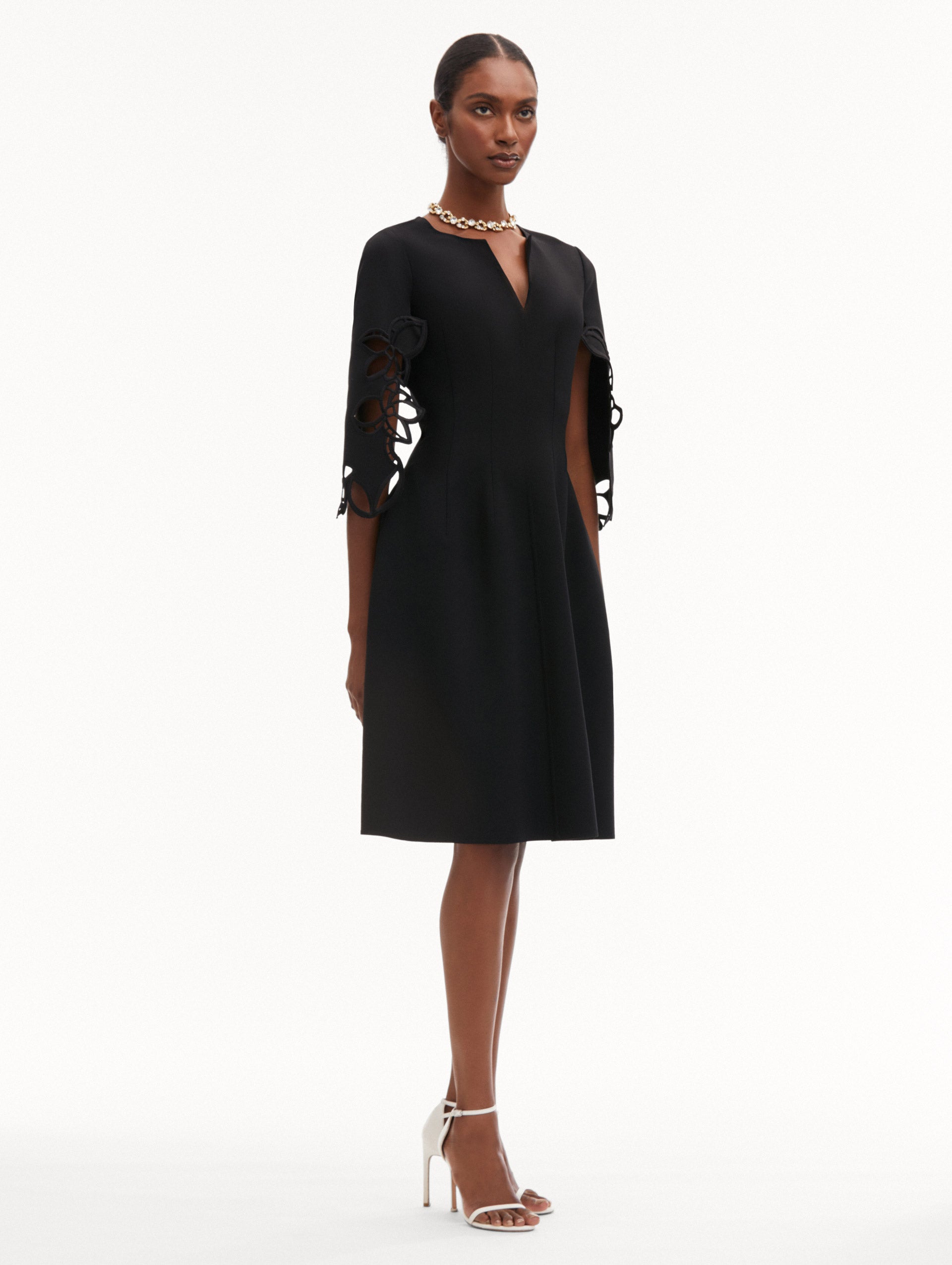 Orchid Sleeve Split Neck Dress
Side View