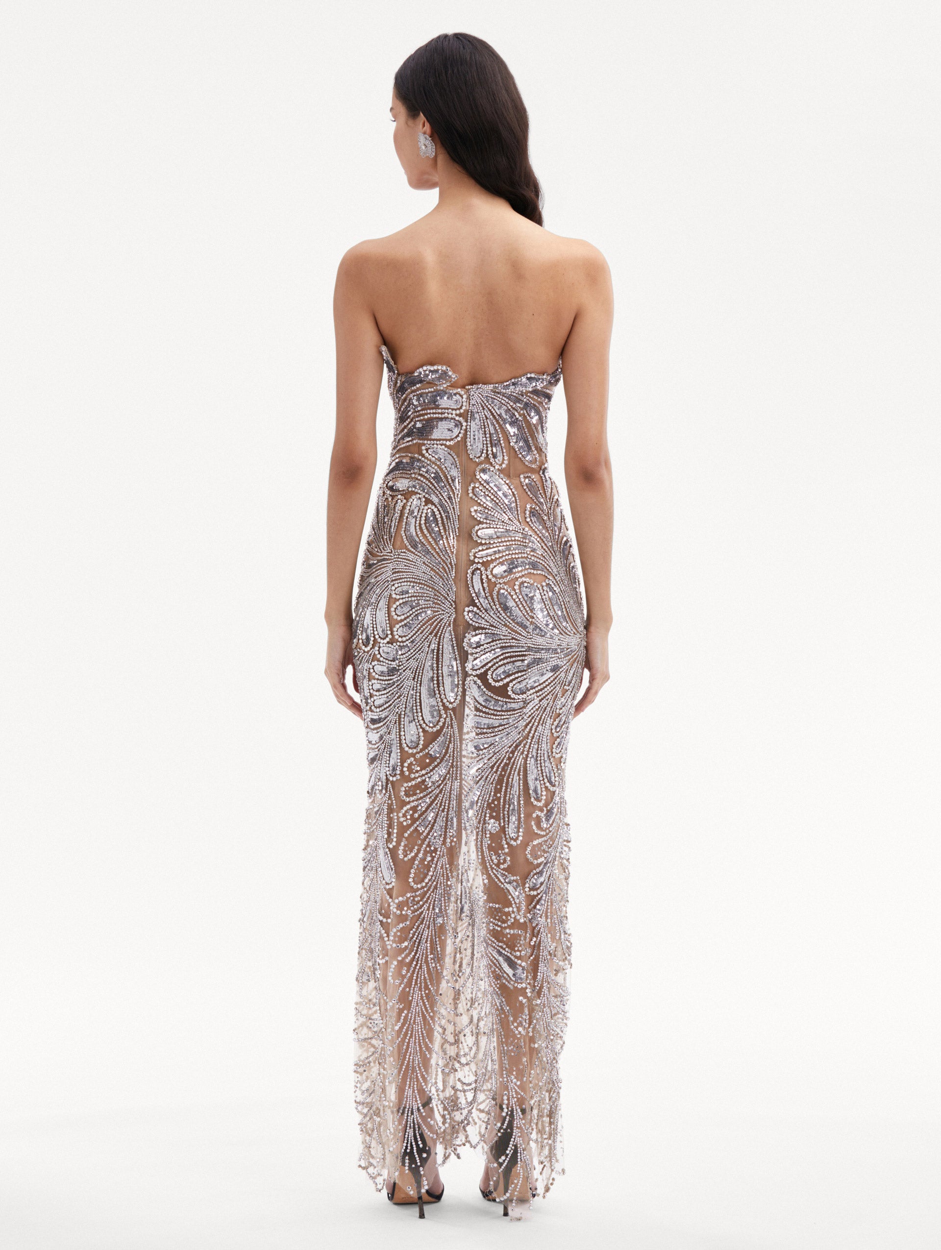 Fern Crystal Embroidered Gown Back View