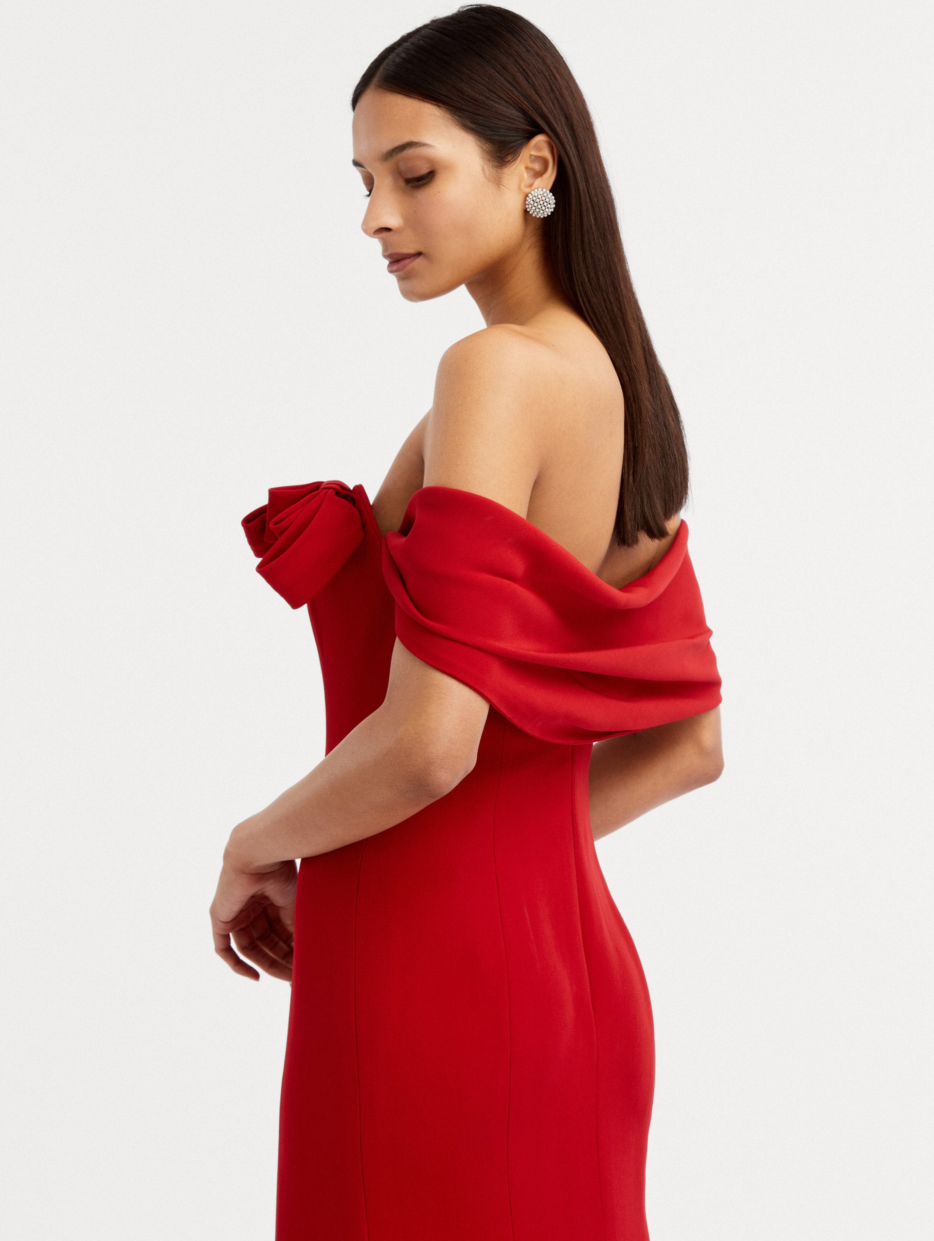 Cady Off Shoulder Peasante Gown Side View