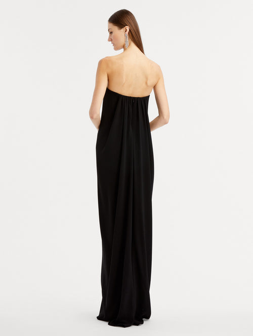 Strapless Draped Column Gown Back View