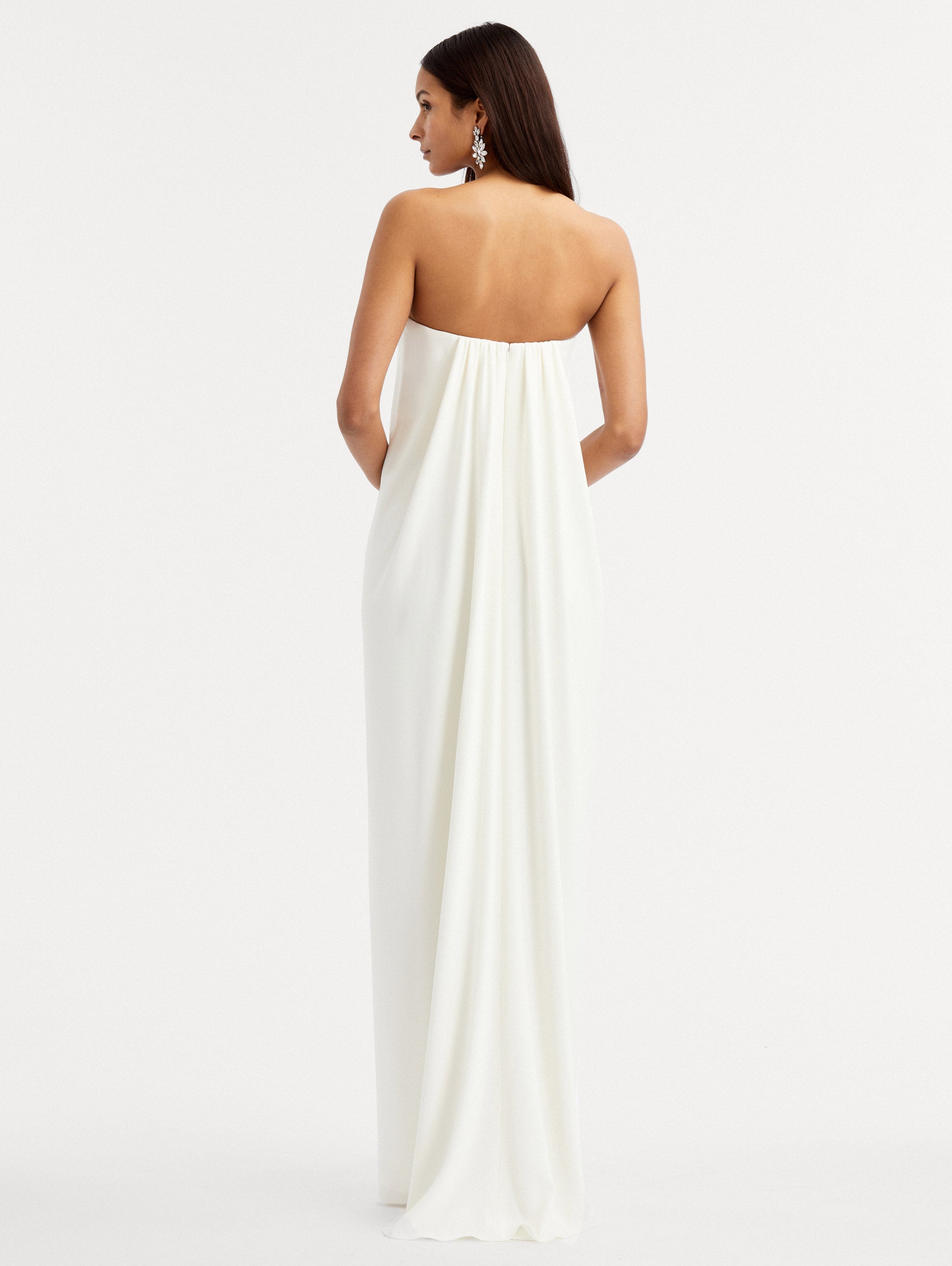 Strapless Draped Column Gown Back View