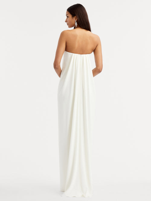 Strapless Draped Column Gown Back View