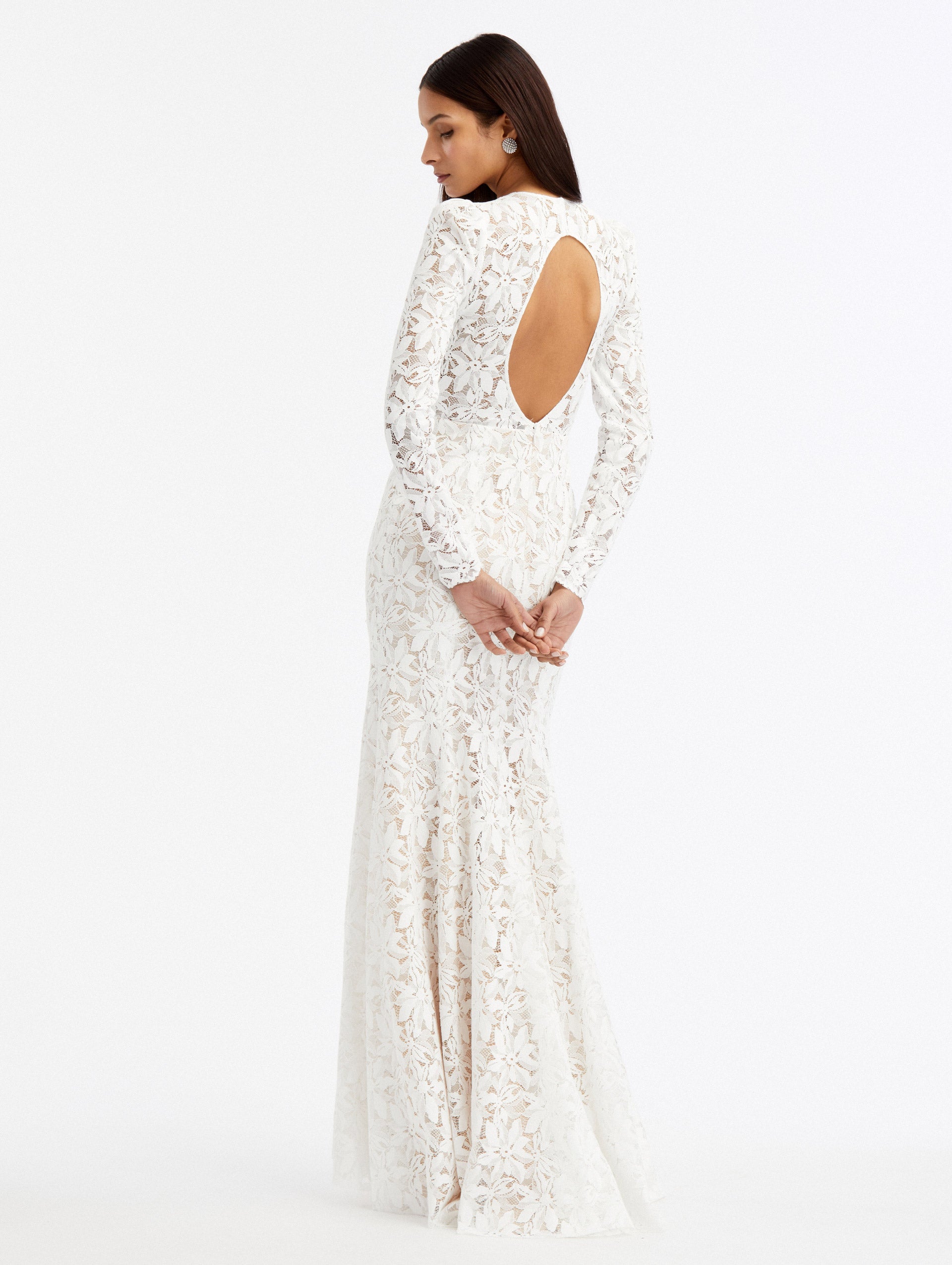 Gardenia Lace Open Back Gown Back View