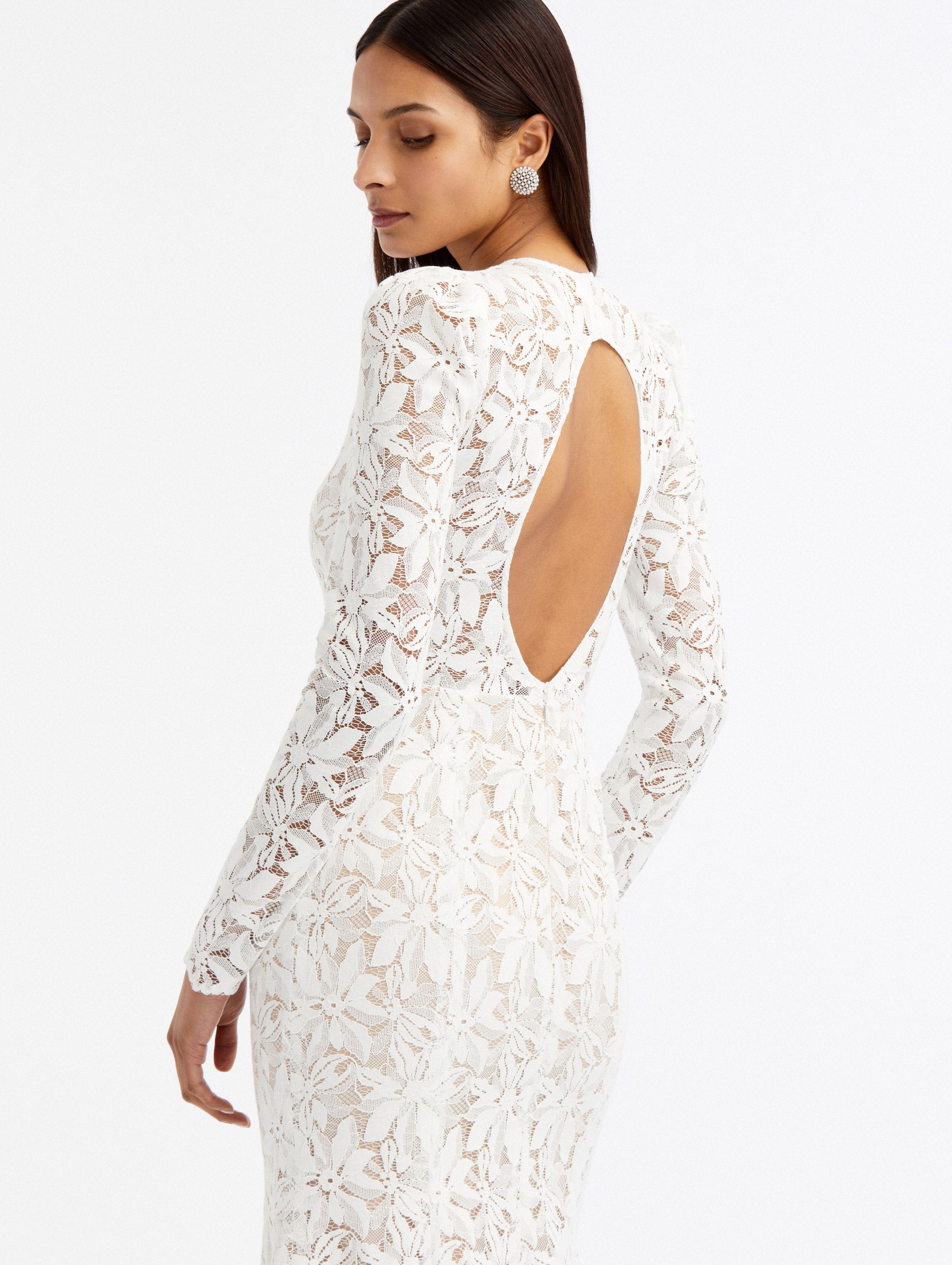 Gardenia Lace Open Back Gown Back View