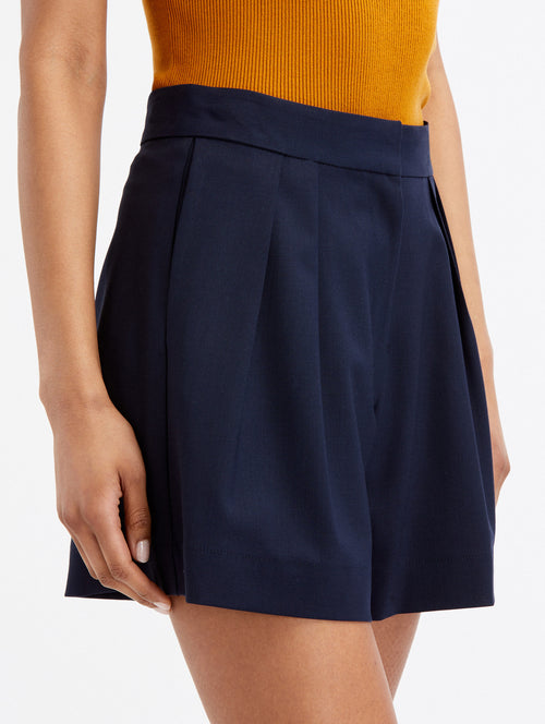 Pleat Front Shorts Side View