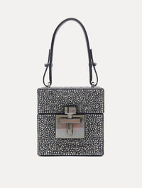 Black Crystal Pavé Alibi Cube Handbag Front View