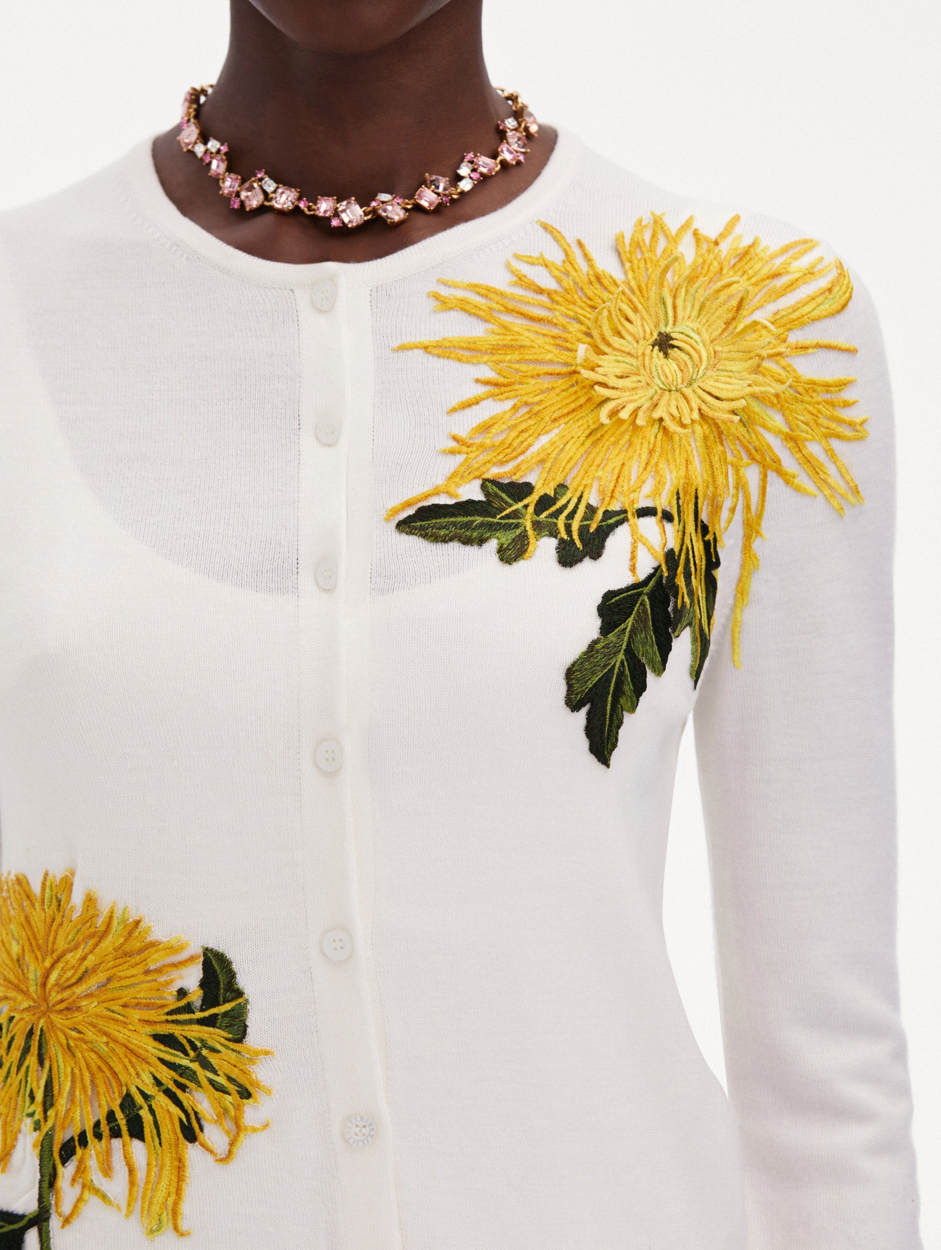 Chrysanthemum Threadwork Cardigan Zoom View