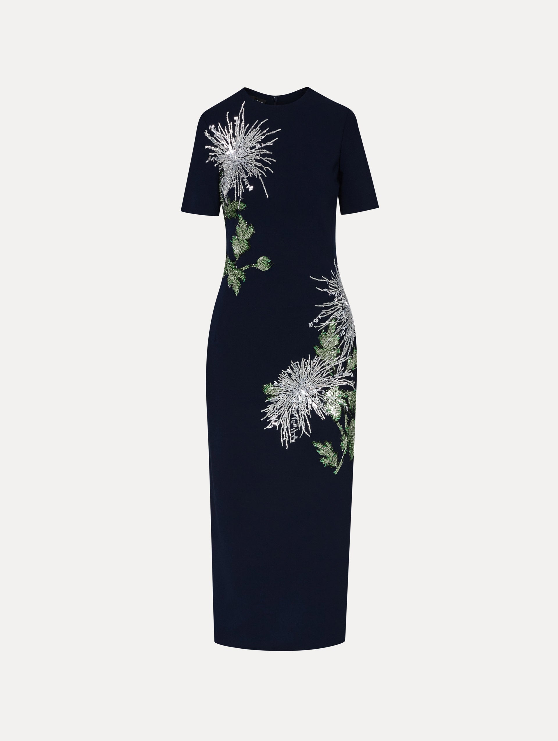 Dandelion Crystal Embroidered Pencil Dress Front View