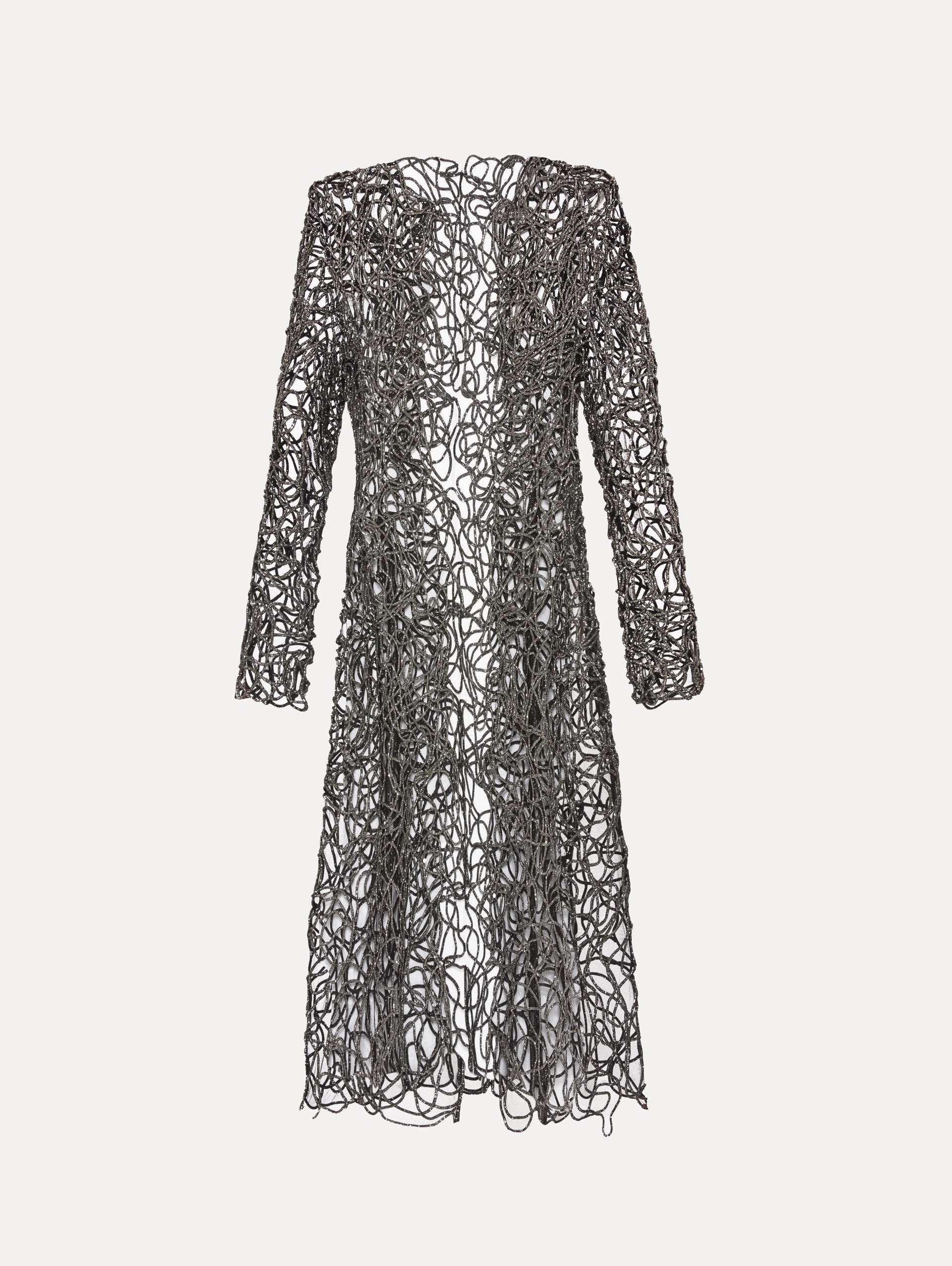 Crystal Embroidered Cord Coat Front View