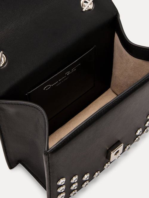 Inside Crystal Stud Black Mini TRO Bag Zoom View