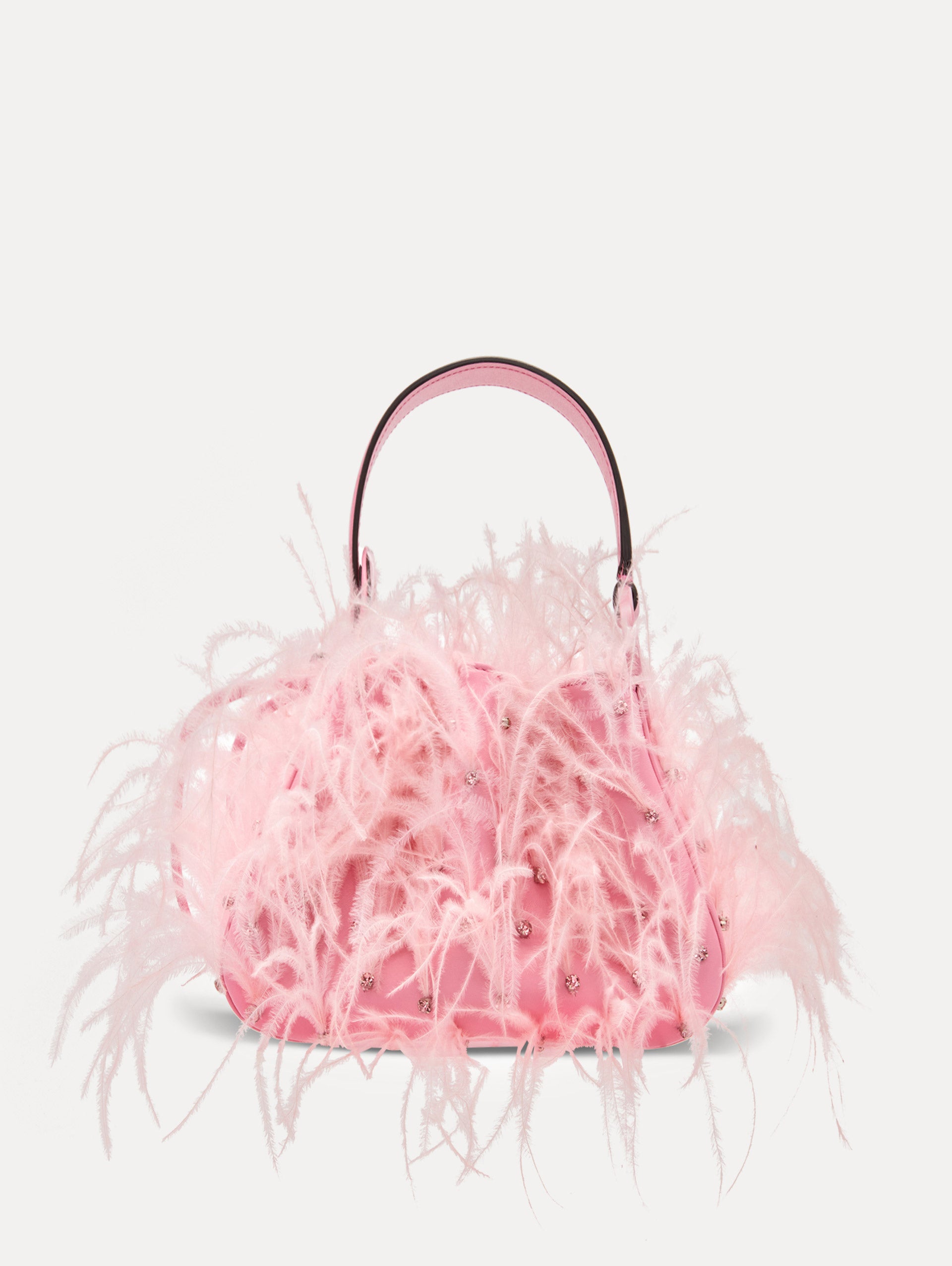 Ostrich Feather O Handle Bag Front View