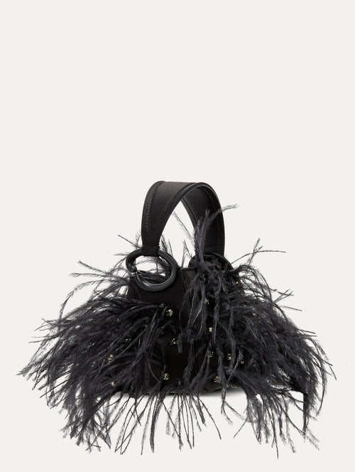 Nano Ostrich Feather O Handle Bag Side View