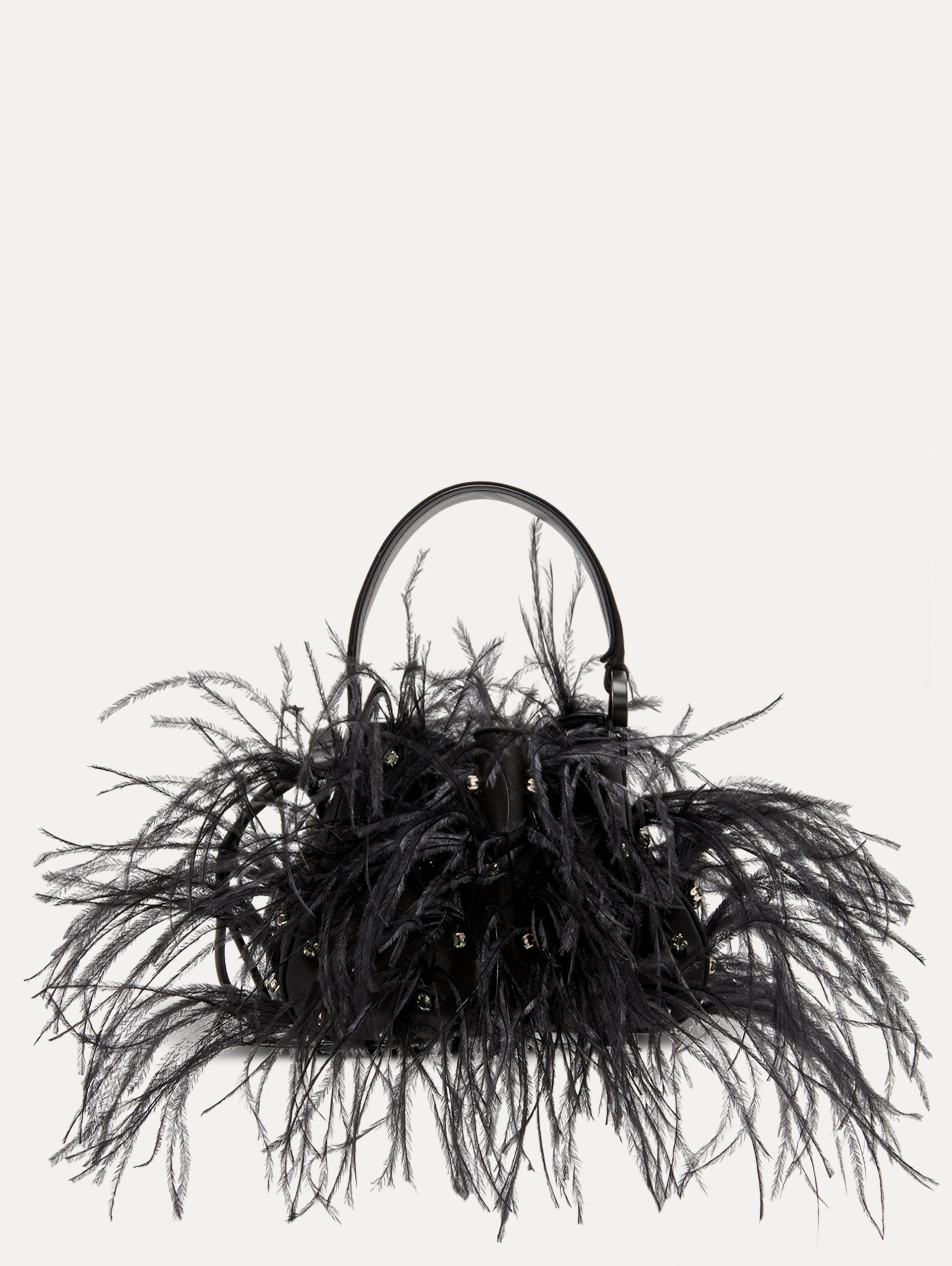 Nano Ostrich Feather O Handle Bag Front View