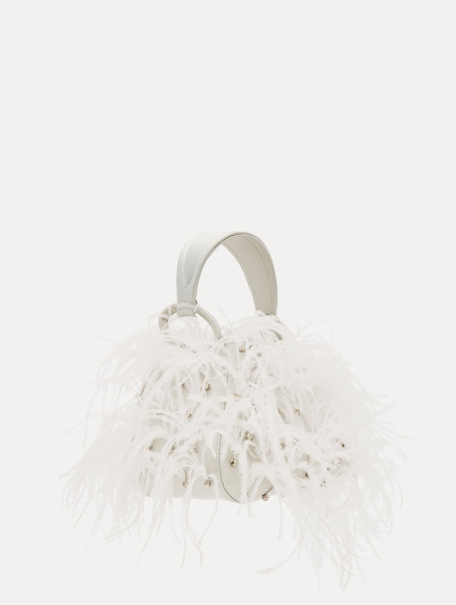 Nano Ostrich Feather O Handle Bag Side View