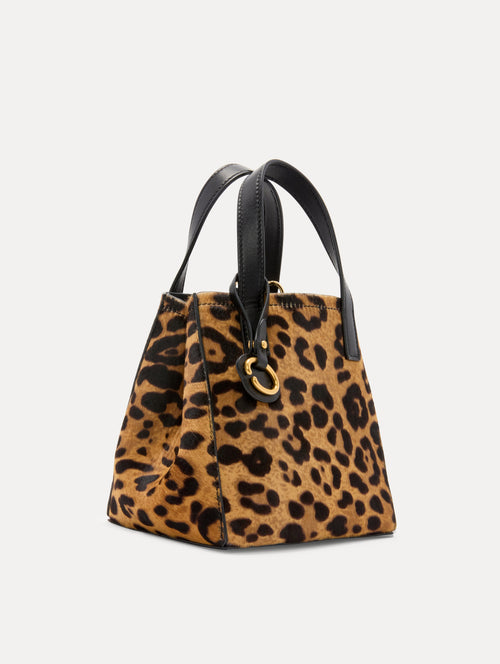 Mini Jaguar Printed Haircalf Square Tote Side View