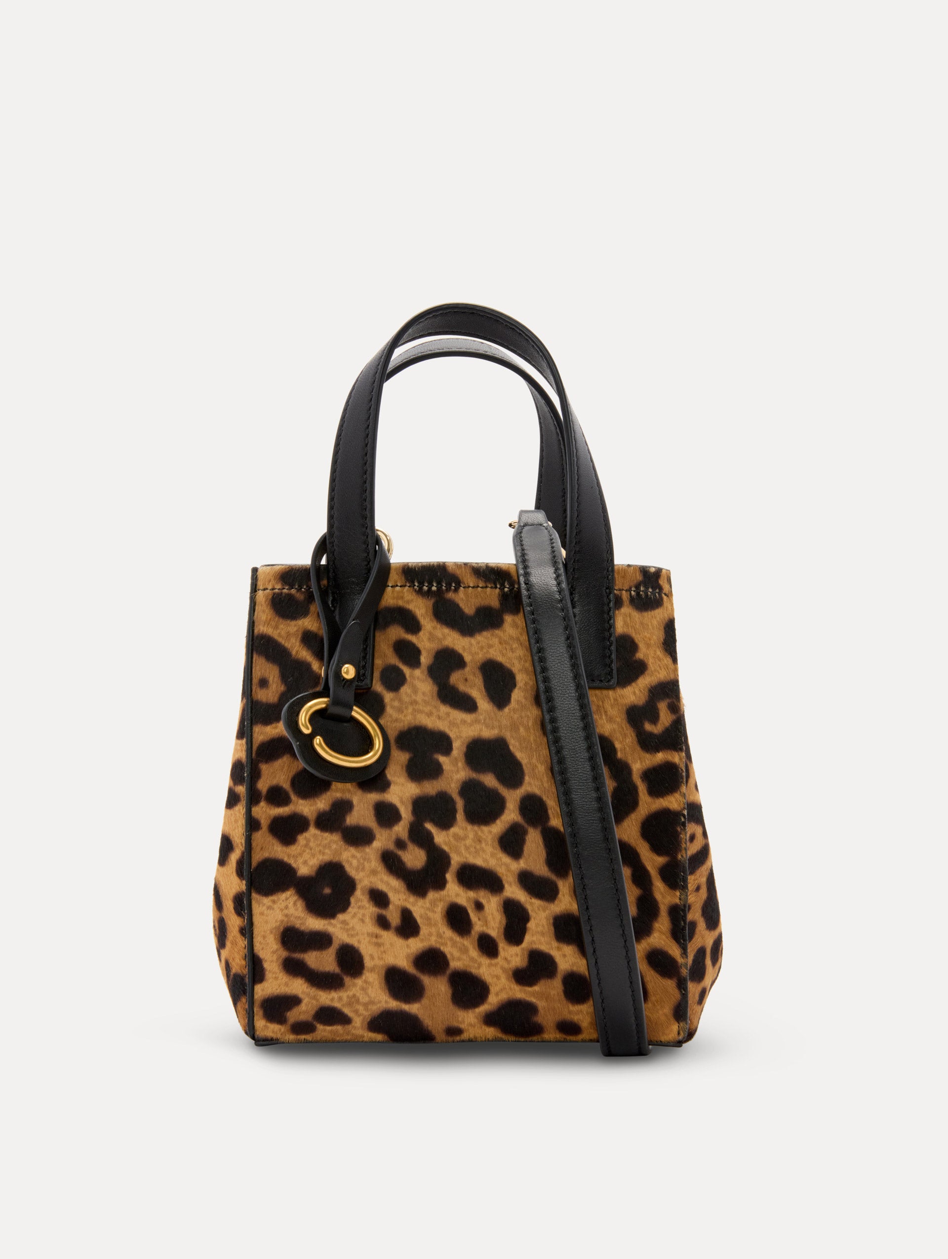 Mini Jaguar Printed Haircalf Square Tote Front View