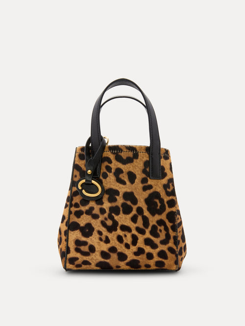 Mini Jaguar Printed Haircalf Square Tote Front View