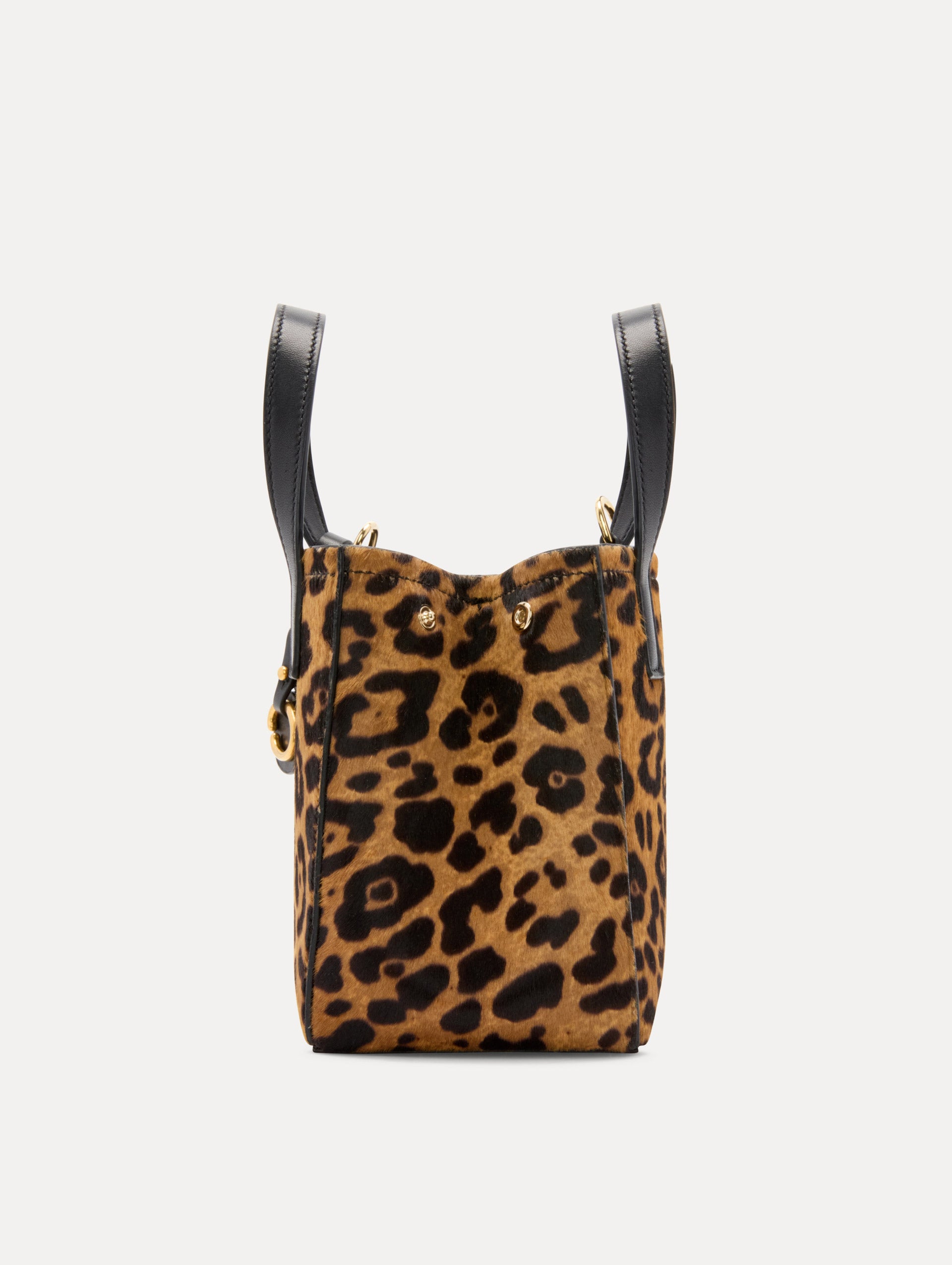 Mini Jaguar Printed Haircalf Square Tote Side View