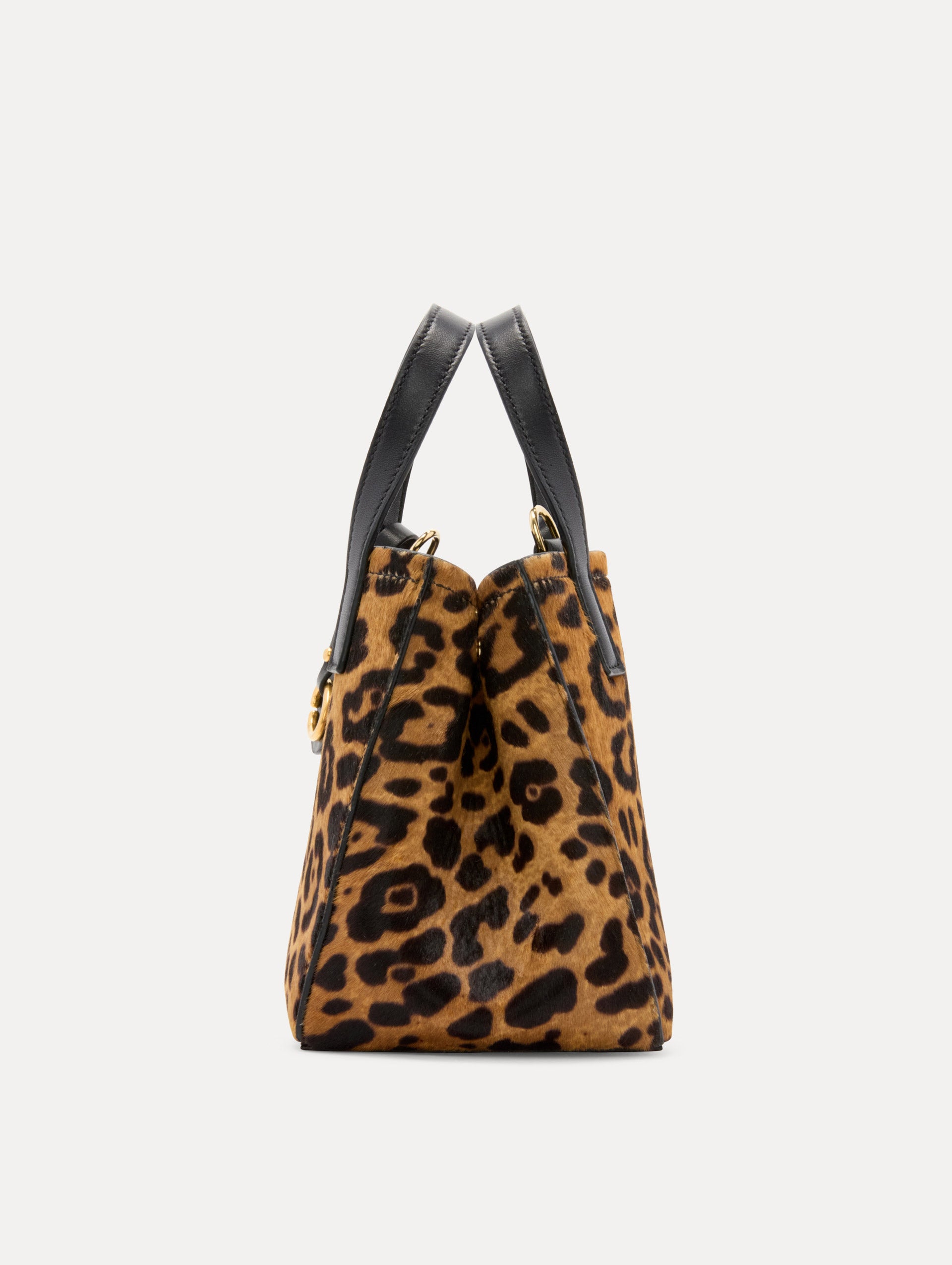 Mini Jaguar Printed Haircalf Square Tote Side View