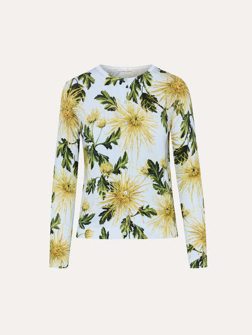 Chrysanthemum Printed Cardigan Front View