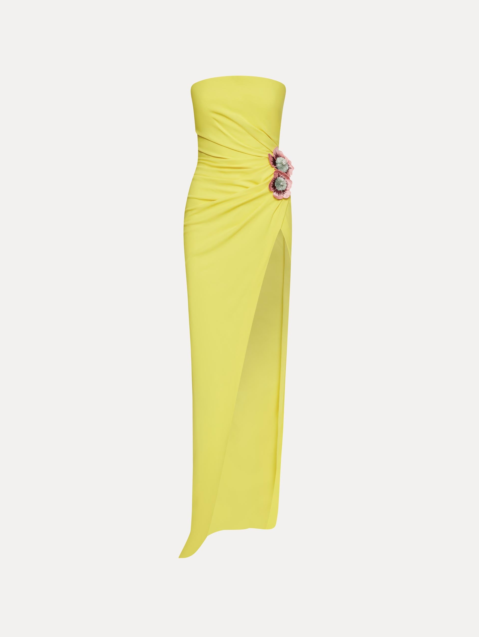 Poppy Embroidered High Slit Gown Front View