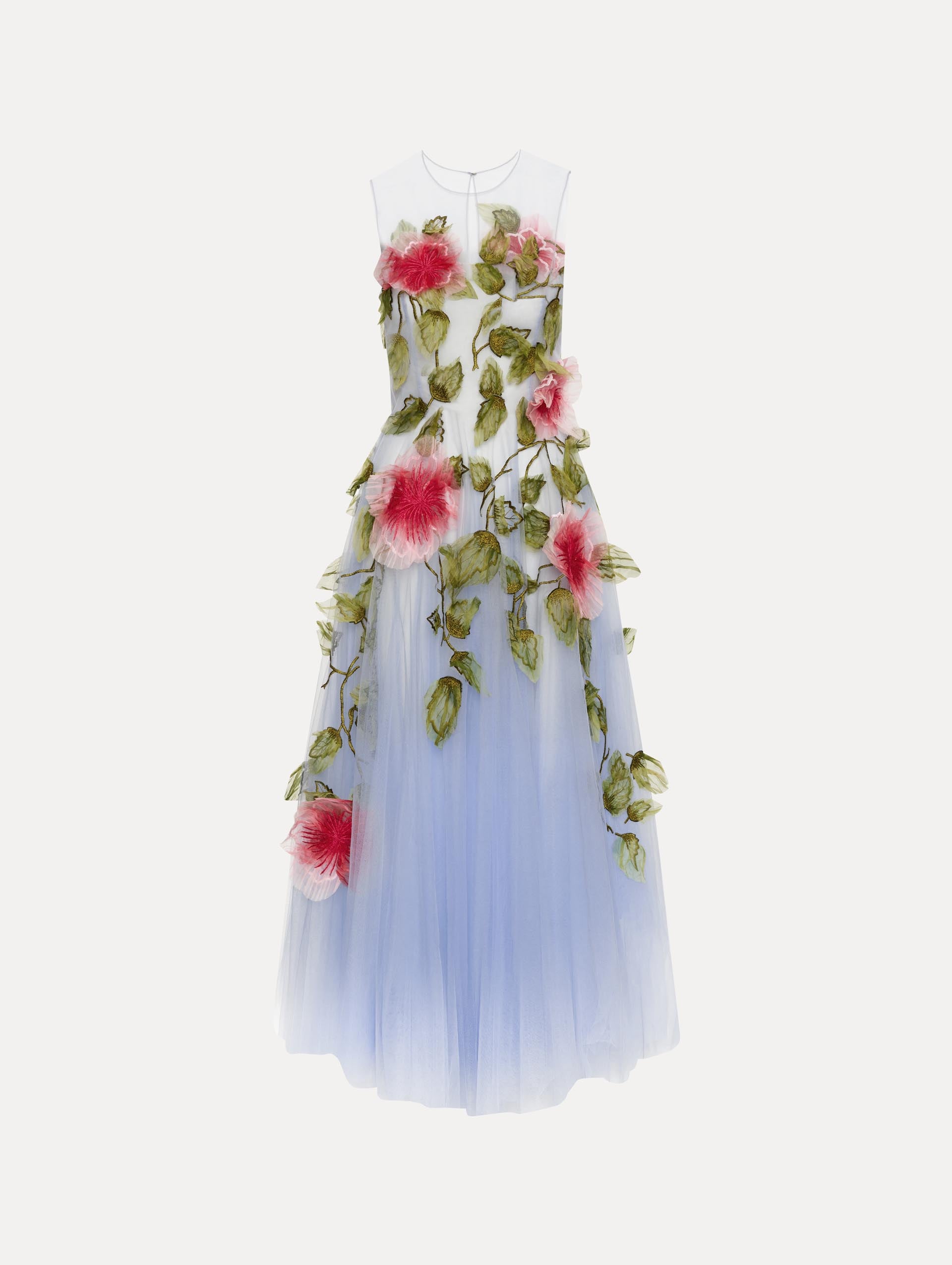 Hibiscus Embroidered Gown Front View