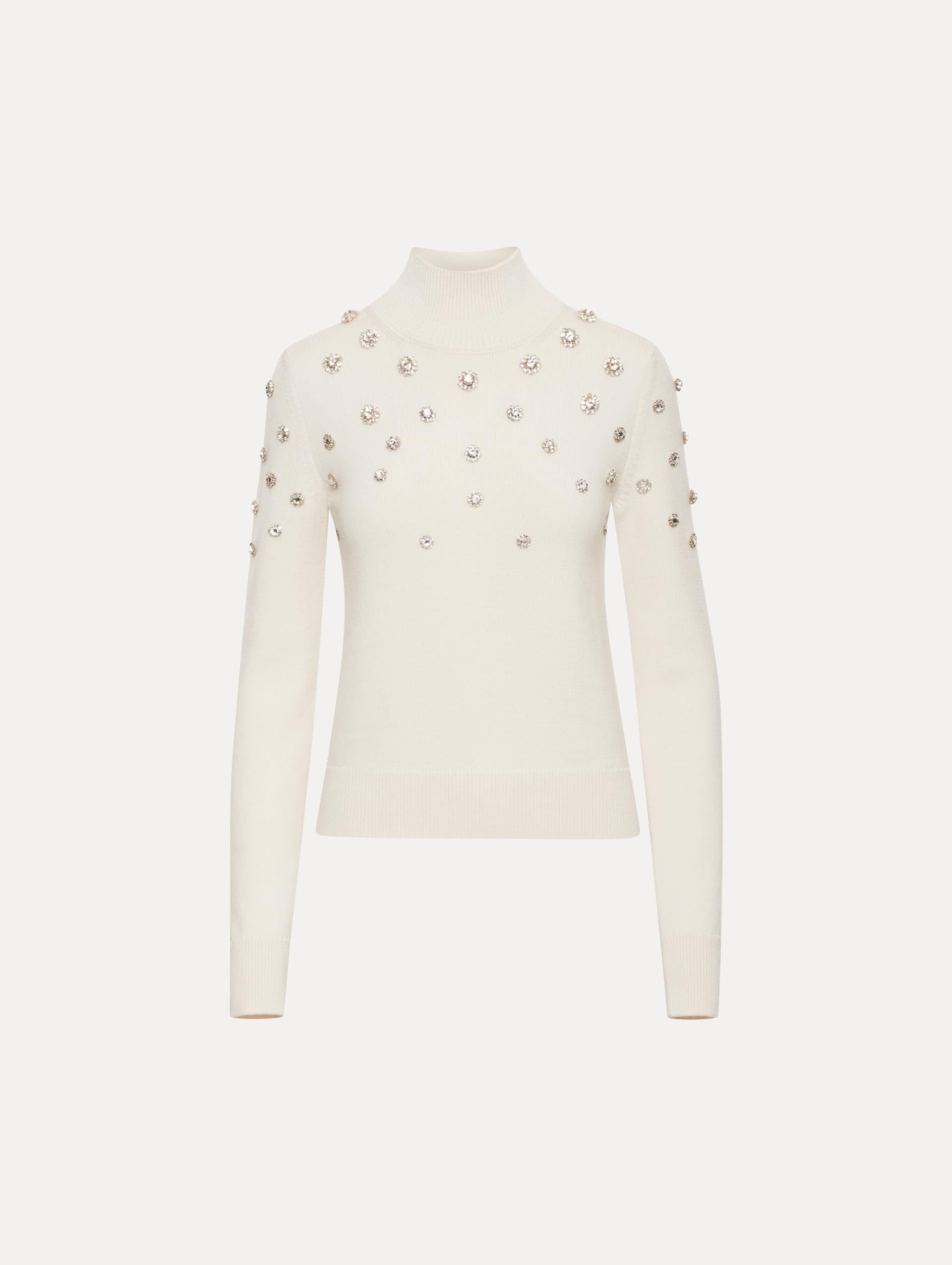 Crystal Embroidered Turtleneck Front View